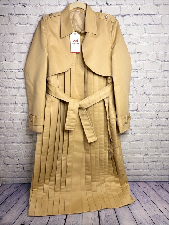 Wilson Jackets Jackets & Blazers - NWT Wilson Jackets Tan Beige Classic Pleated Minimalist Academia Trench Coat M